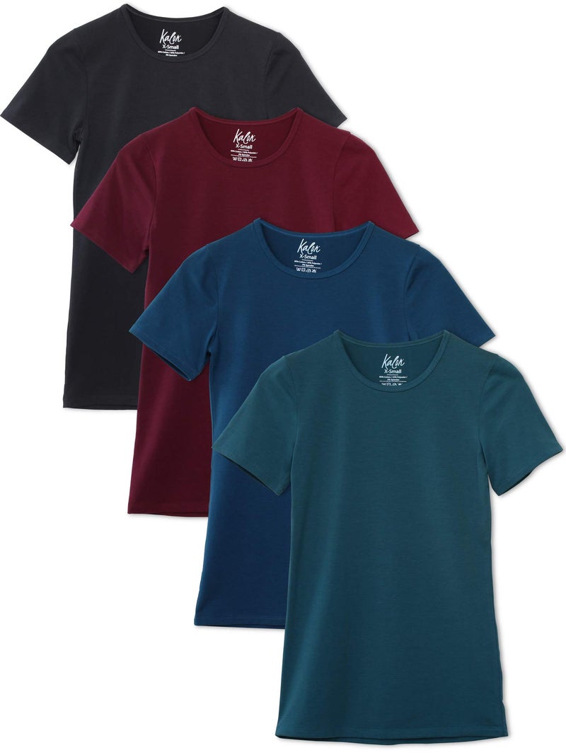 Kalon Women's 4-Pack Crewneck T-Shirt Base Layer (Large, Winter) - Image 1